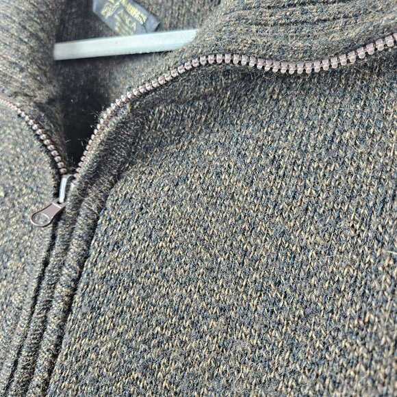 ALPACA FULL ZIP SWEATER Womens XL  Peru ARTE INKA BERFASS Brown Pockets Soft - Picture 3 of 13